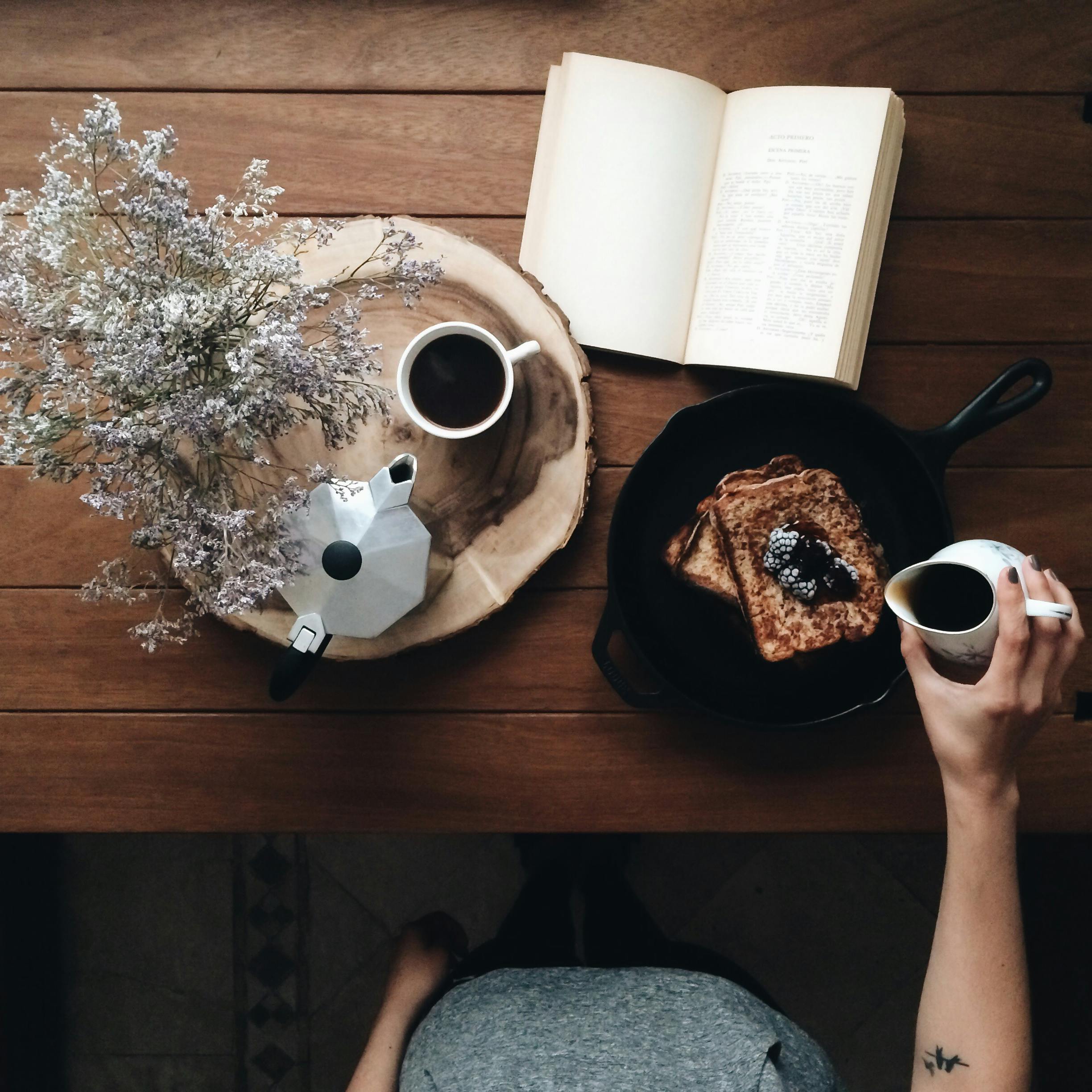 The Perfect Trio: Food, Coffee, and a Good Book